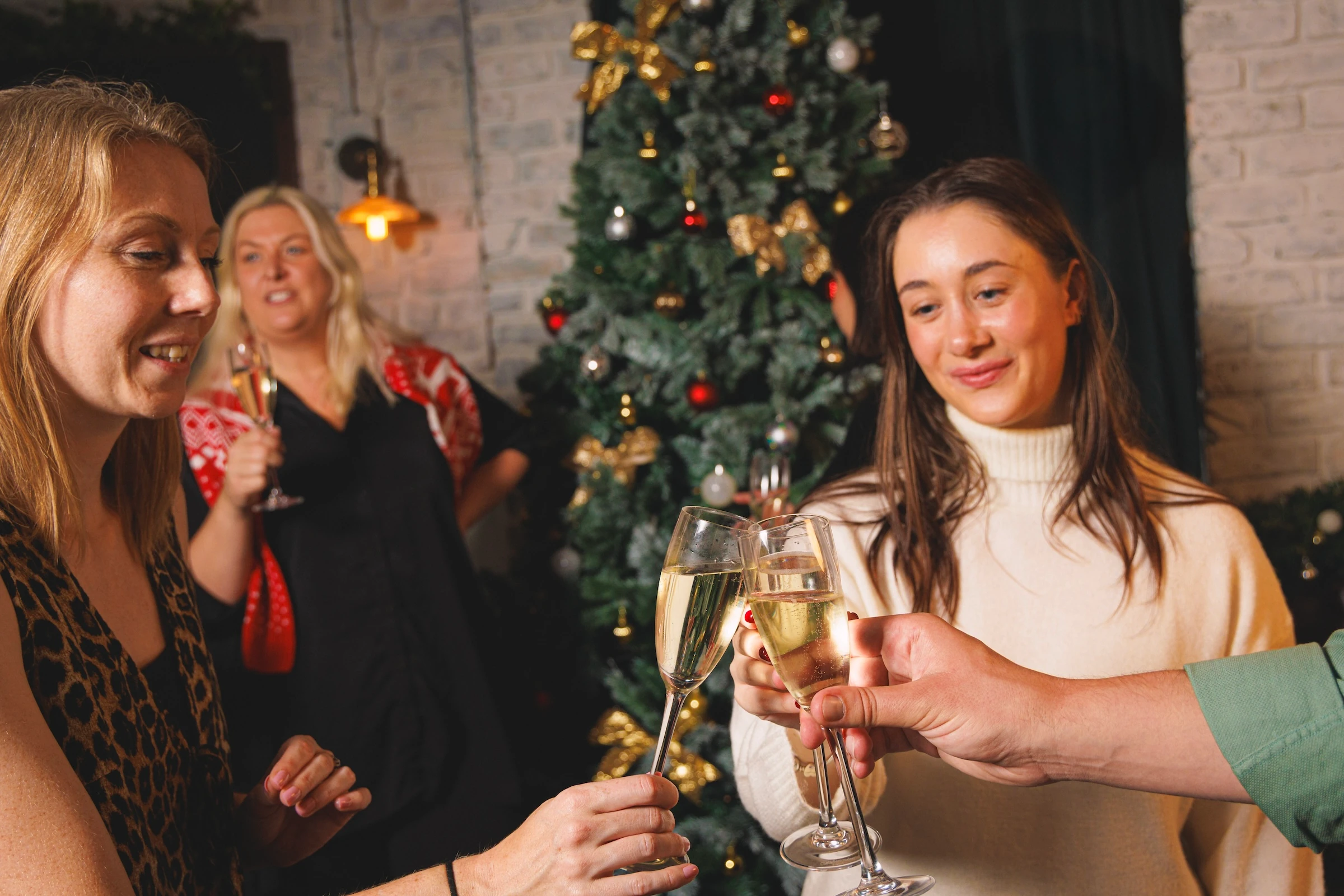 Group enjoying festive Christmas party