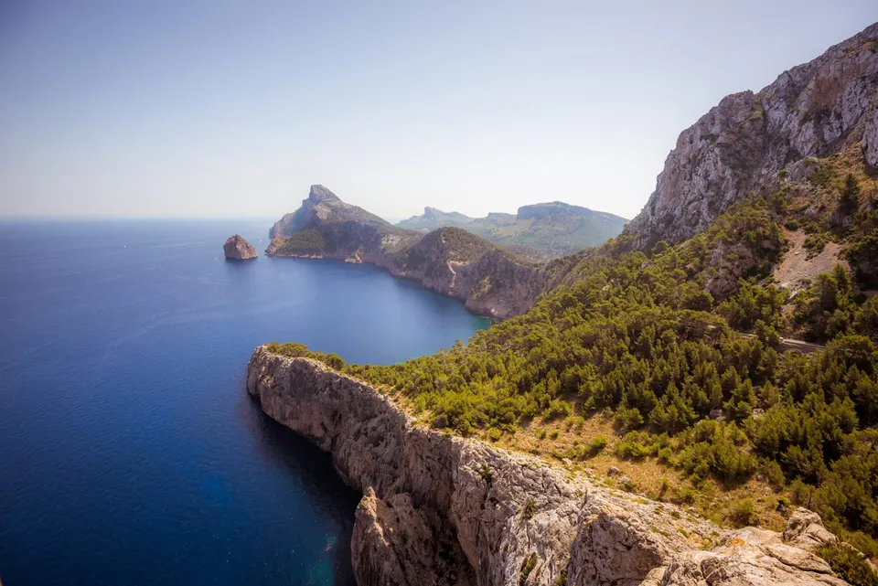 A look over the Spanish coastline looking out over the Balearic Islands.